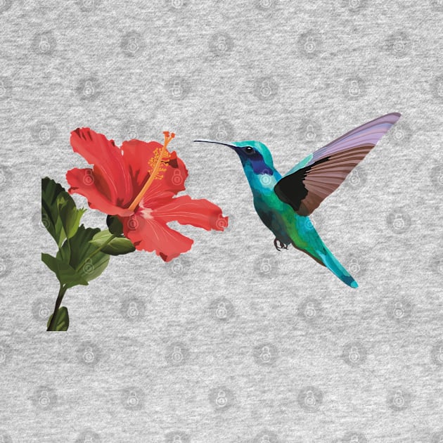 Flying Humming Bird Hibiscus flower by Suneldesigns